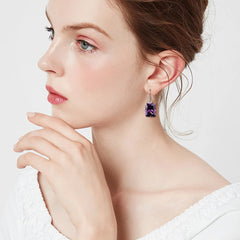 Elegant Vintage Charm: Real 925 Sterling Silver Women's Earrings with Handmade Amethyst Gemstone Drops, Designer Jewelry